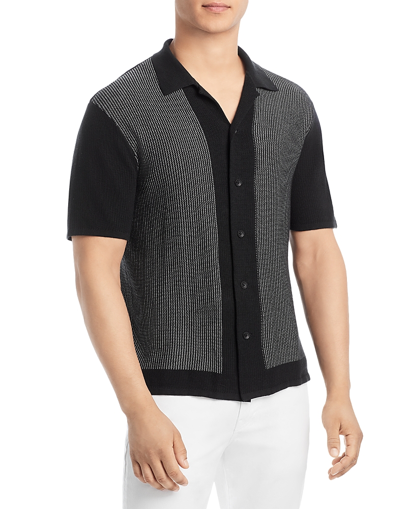 Rag & Bone Harvey Cotton-blend Knit Short-sleeved Shirt In Black White