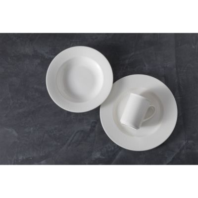 Amanda White Embossed Pasta Bowl, Set of 4