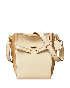 Tory Burch Petite Lee Radziwill Leather Double Bucket Bag In New Moon/gold