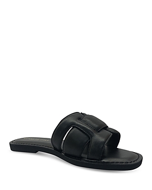 Kenneth Cole Women's Aiden Slip On Slide Sandals In Black Leather