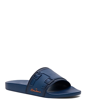 Santoni Men's Edison-tpuu59 Slip On Pool Slide Sandals In Blue