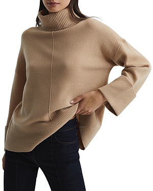 Shop Reiss Sarah Wool & Cashmere Turtleneck Sweater In Camel