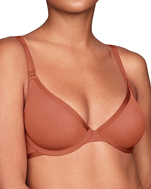 The Plunge Mesh Bra In Clay