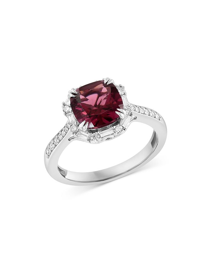 Bloomingdale's - Rhodolite and Diamond Halo Ring in 14K White Gold - 100% Exclusive