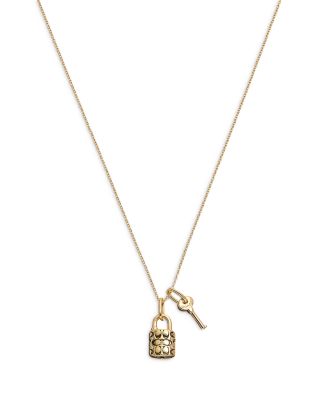 COACH - Logo Padlock & Key Charm Necklace, 16"