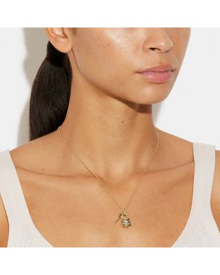 Logo Padlock & Key Charm Necklace, 16"