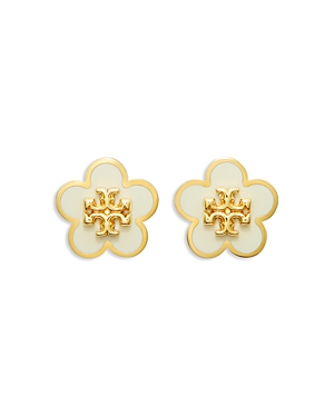 Tory Burch Kira Flower Earrings In Ivory/gold