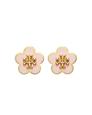 Tory Burch Kira Enamel Flower Stud Earring In Pink/gold