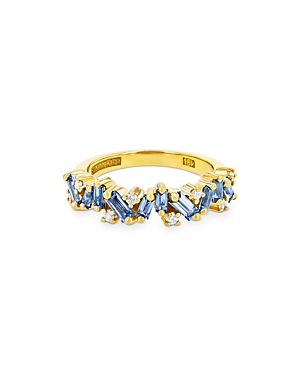 Suzanne Kalan 18k Yellow Gold Fireworks Blue Sapphire & Diamond Ring In Blue/gold