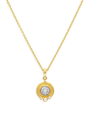 22 & 24K Yellow Gold & 18K White Gold Celestial Diamond Pendant Necklace, 18