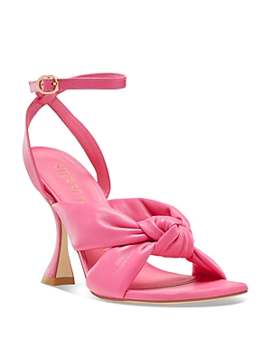 Stuart Weitzman Playa Knot Ankle-strap Lambskin Sandals In Hot Pink