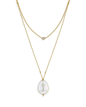 Zoë Chicco 14k Yellow Gold Floating Diamond & Large Cultured Baroque Pearl Layered Necklace, 18-20 In White/gold