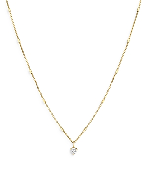 Shop Zoë Chicco 14k Yellow Gold Prong Set Diamond Necklace, 16 In Gold/white