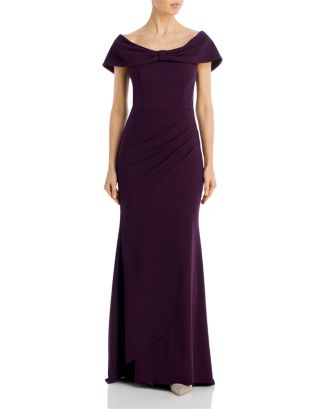 Off-the-Shoulder Pleated Gown with Surplice Bodice Pool main image 1