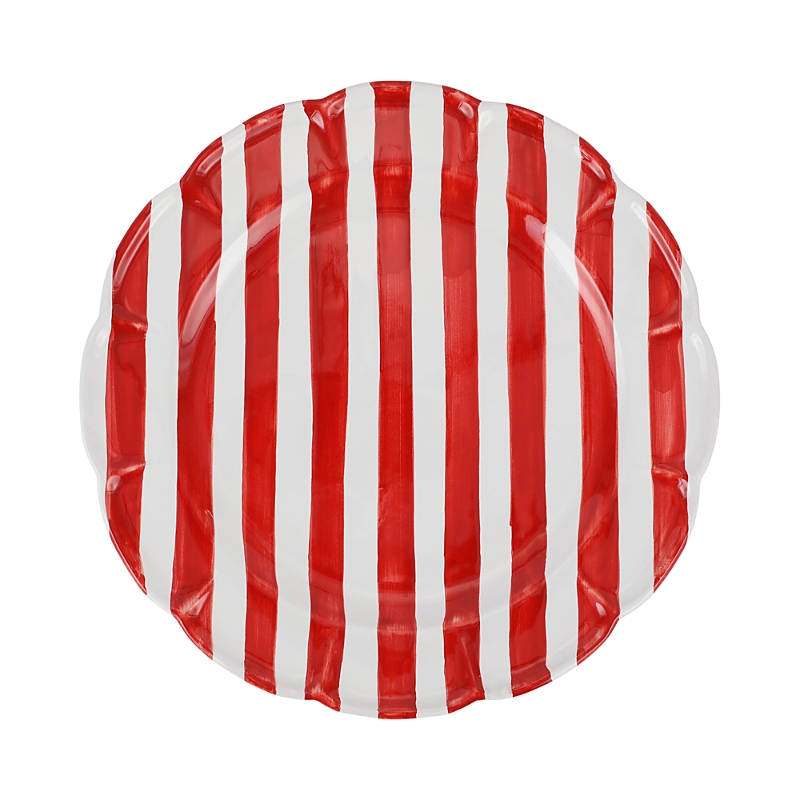 Vietri Amalfitana Stripe Round Platter 14" In Red