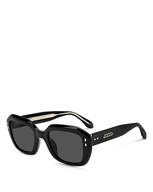 Shop Isabel Marant Rectangular Sunglasses, 52mm In Black/gray Solid