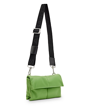 Allsaints Womens Green Ezra Leather Cross-body Bag In Green/silver