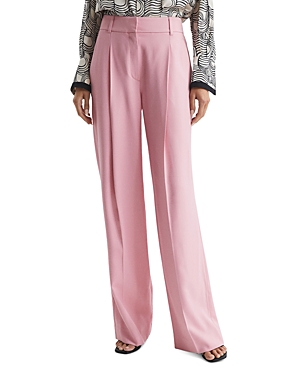 Reiss Blair Wool-blend Wide Leg Trouser In Pink