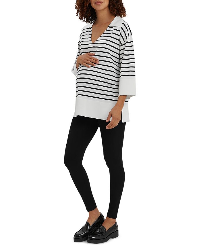 Shop Nom Maternity Suki Stripe Maternity Sweater In Black/white Stripe
