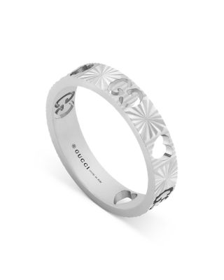 18K White Gold Icon Heart & Double G Band Ring