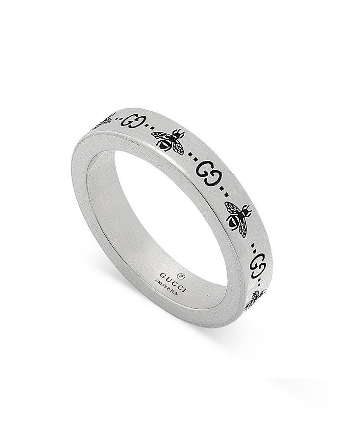 Gucci Sterling Silver Signature Bee & Double G Band Ring