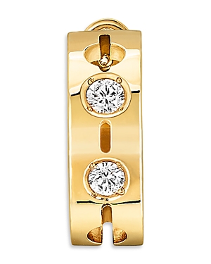 Dinh Van 18k Yellow Gold Pulse Diamond Hoop Earrings In Gold/white