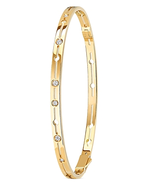 Shop Dinh Van 18k Yellow Gold Pulse Diamond Bangle Bracelet In Gold/white