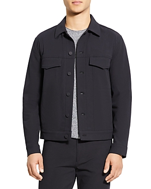 Shop Theory River Stretch Neoteric Twill Trucker Jacket In Black