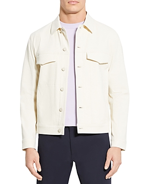 Shop Theory River Stretch Neoteric Twill Trucker Jacket In Warm Ivory
