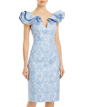 Eliza J Triple Ruffled Jacquard Dress