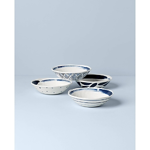 Lenox Blue Bay Melamine Assorted All Purpose Bowls, Set Of 4 In White/blue