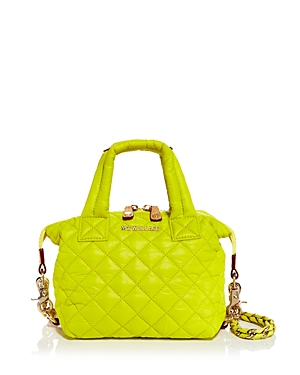 Mz Wallace Sutton Micro Quilted Crossbody Bag In Acid Yellow/light Gold
