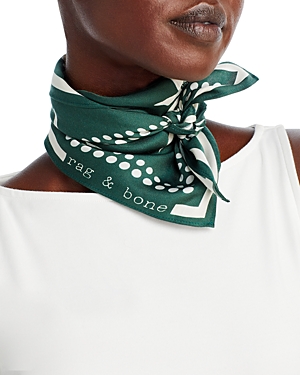 Rag & Bone Indigo Pineapple Floral Bandana Scarf In Green/white