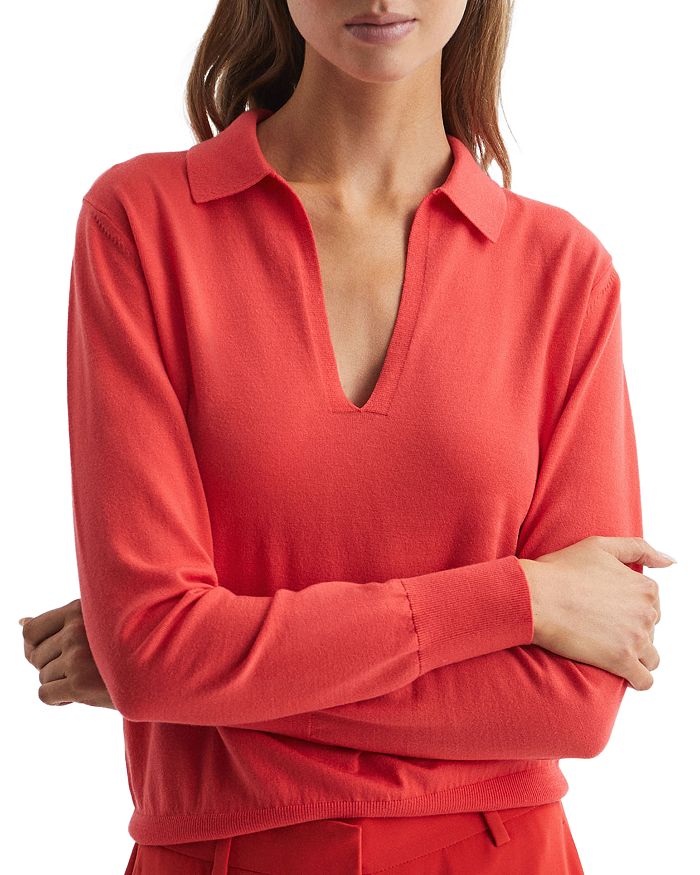 REISS Nellie Collared Knit Top Bloomingdale's