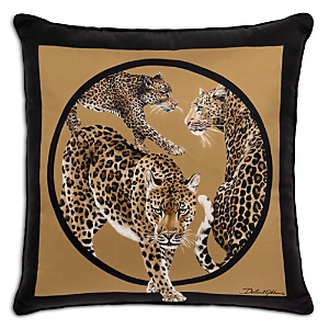 Shop Dolce & Gabbana Casa Leopard Silk Cushion, 18' X 18 In Medium Beige
