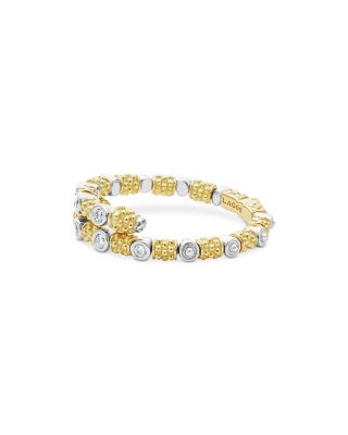 18K White & Yellow Gold Signature Caviar Diamond Coil Ring