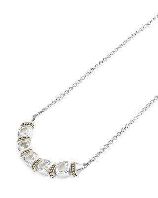 Sterling Silver & 18K Yellow Gold Rittenhouse White Topaz Station Pendant Necklace, 16"-18"