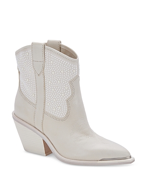 Shop Dolce Vita Women's Nashe Pointed Booties In Off White