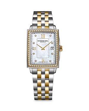 Shop Raymond Weil Toccata Two-tone Rectangular Diamond Watch, 23mm In Silver/gold