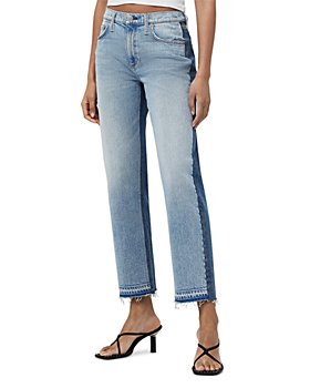 rag & bone - Harlow High Rise Straight Leg Two Tone Ankle Jeans in Double Indigo