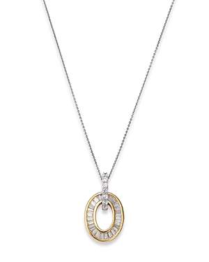 Bloomingdale's Diamond Round & Baguette Open Oval Pendant Necklace in 14K Yellow & White Gold, 1.00 ct. t.w. - 100% Exclusive