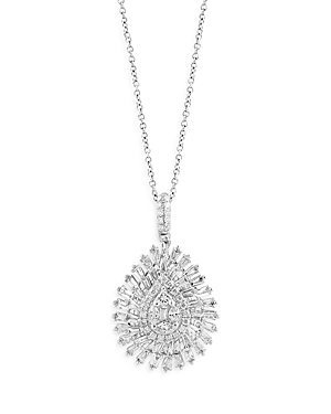 Bloomingdale's Diamond Teardrop Burst Pendant Necklace In 14k White Gold, 1.50 Ct.t.w. - 100% Exclusive