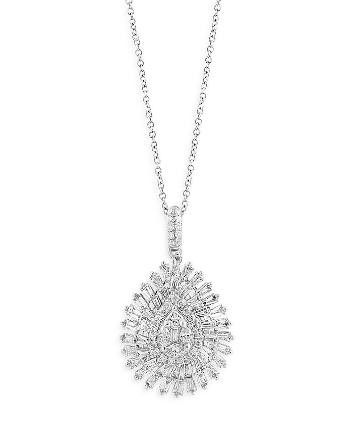 Bloomingdale's - Diamond Teardrop Burst Pendant Necklace in 14K White Gold, 1.50 ct.t.w. - 100% Exclusive