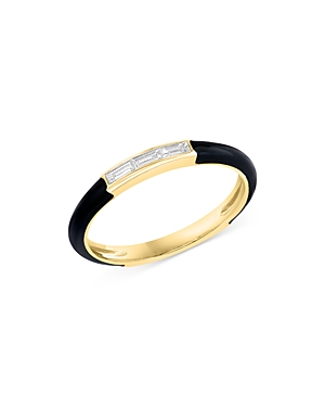 Bloomingdale's Diamond And Black Enamel Band In 14k Yellow Gold - 100% Exclusive In Black/gold