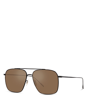 Oliver Peoples Men's Dresner Titanium & Crystal Aviator Sunglasses In Brown/brown Mirrored Solid