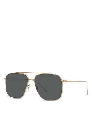 Oliver Peoples Dresner Pilot Sunglasses, 56mm In Gold/gray Polarized Solid