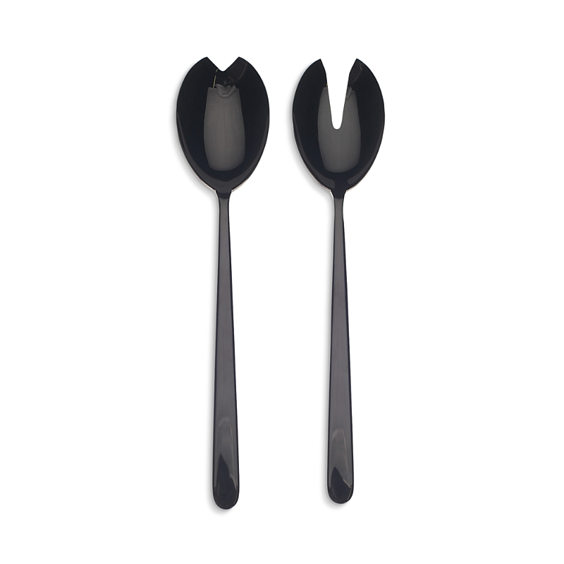 Mepra Linea Fork & Spoon Salad Serving Set In Black