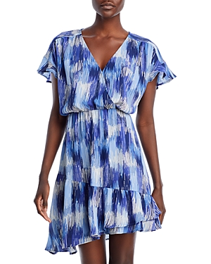 Aqua Printed Asymmetric Dress - 100% Exclusive