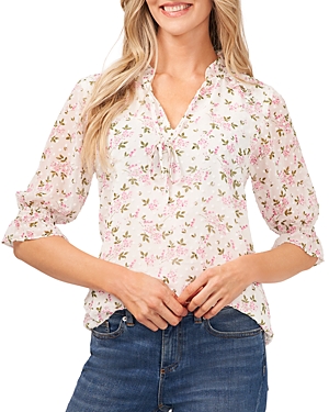 Cece Print Clip Dot Blouse In Ditsy Boutique