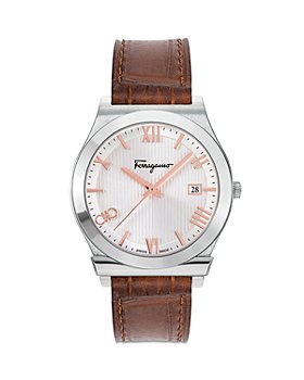 Ferragamo - Gancini Stainless Steel Leather Strap Watch, 41mm
